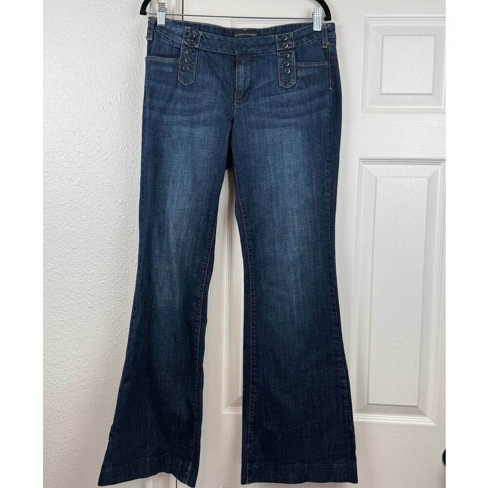 Banana Republic Flare Jeans Womens Size 10 Stretch Dark Wash Boho